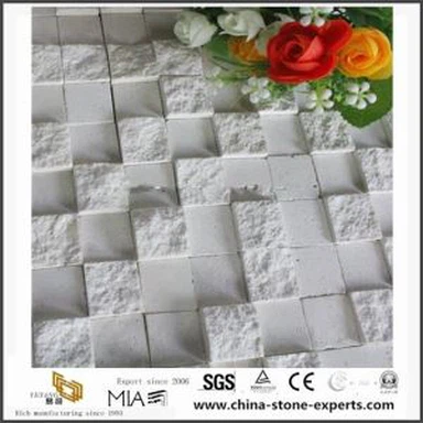 Prilagođeni beli travertin kamen mozaik pločice za kupatilo zid dizajn