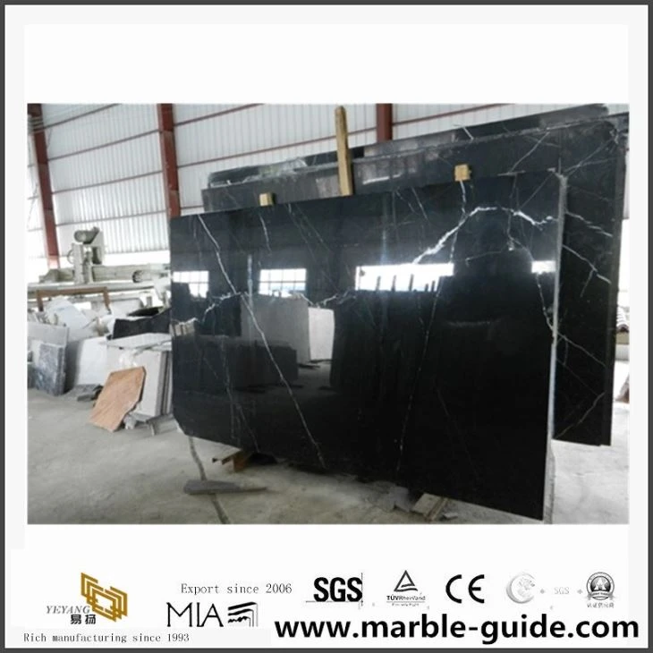 China Black Nero Marquina Marble Slabs For Building Tiles