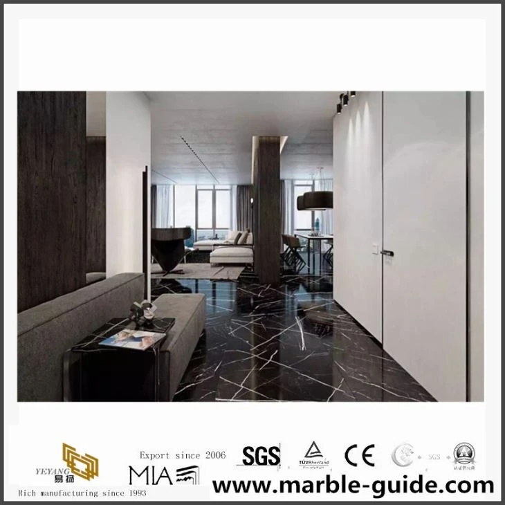 China Black Nero Marquina Marble Slabs For Building Tiles