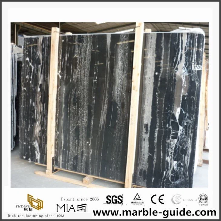 China Cheap Black Portoro Marble Slab For Commercial Projects
